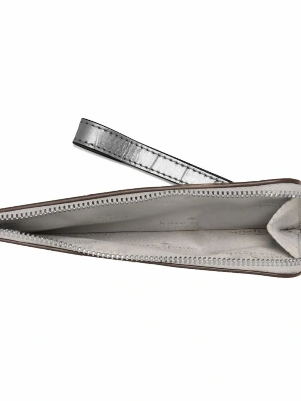 Kate Spade Lucy L ZIp Wristlet | NWT | Silver Metallic Croc-embossed - Picture 3 of 4